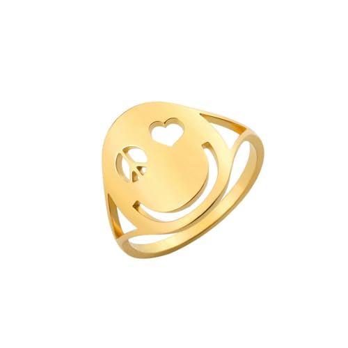 fycouyee Friedenssymbol Liebe Augen Lächeln Gesicht Form Damenschmuck Edelstahl Ring fycouyee Friedenssymbol Liebe Augen Lächeln Gesicht Form Damenschmuck Edelstahl Ring von fycouyee