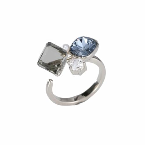 fycouyee Geometrischer quadratischer offener Ring aus Zirkonperle Vintage-Mode von fycouyee