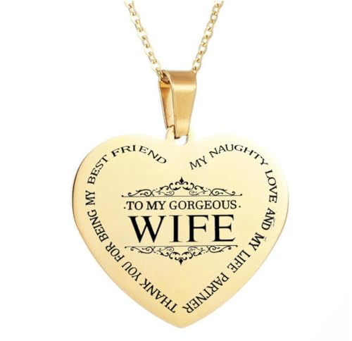 fycouyee HALSKETTE FÜR MEINE WUNDERSCHÖNE FRAU EDELSTAHL HERZ HALSKETTE LIEBE ANHÄNGER von fycouyee