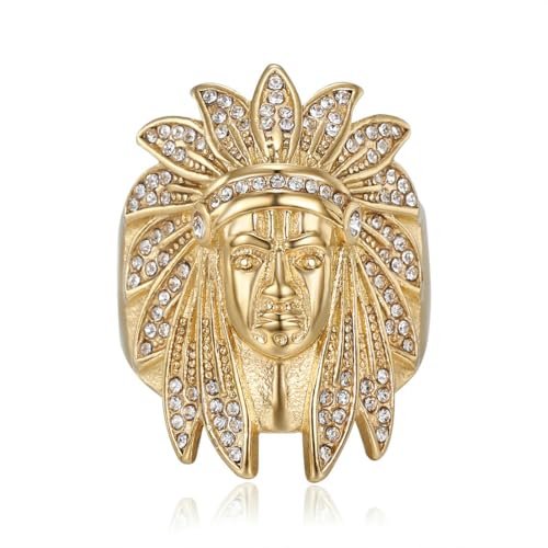 fycouyee HIP HOP HIPHOP RING TITAN STAHL DIAMANT INDIAN CHIEFTAIN HERREN RING fycouyee HIP HOP HIPHOP RING TITAN STAHL DIAMANT INDIAN CHIEFTAIN HERREN RING von fycouyee