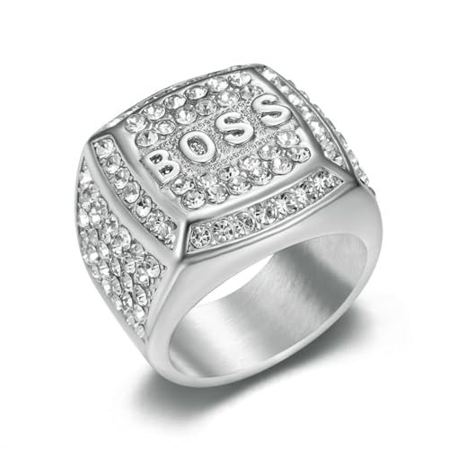 fycouyee HIP HOP RING TITAN STAHL DIAMANT WÜRFEL BOSS BRIEF HERREN RING von fycouyee