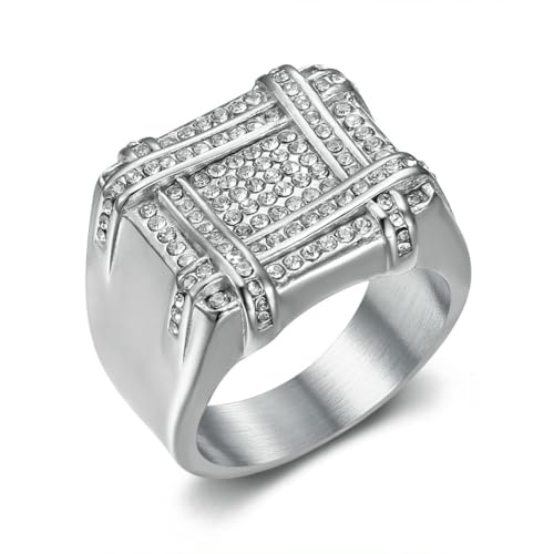 fycouyee HIP HOP SCHMUCK VOLLER DIAMANT KARIERTER HERRENRING von fycouyee