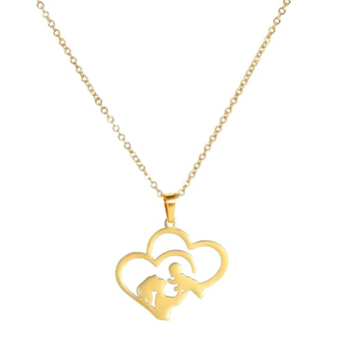 fycouyee Halskette Mama Kinder Herz Form hohl Edelstahl Halskette Herz Anhänger Mutter Geschenk von fycouyee