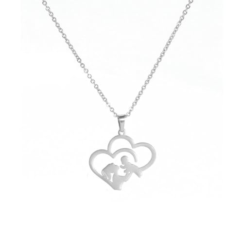 fycouyee Halskette Mama Kinder Herz Form hohl Edelstahl Halskette Herz Anhänger Mutter Geschenk von fycouyee