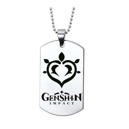 fycouyee Halskette Sieben Elemente Feuer Wasser Wind Donner Eis Fels Gras Muster Edelstahl Medaillon Anhänger von fycouyee