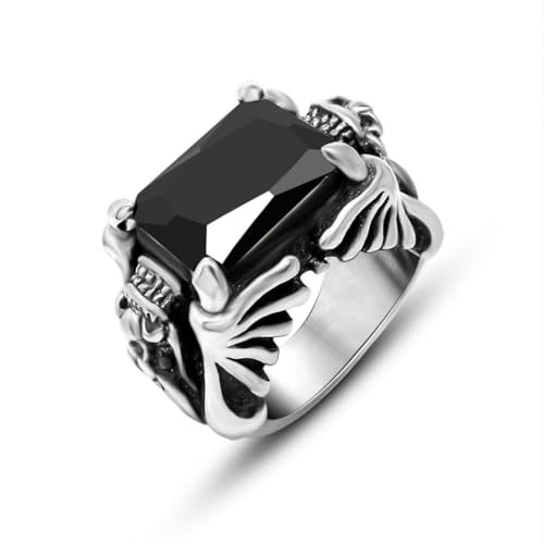 fycouyee Hand Ornament Drachenkopf eingelegt Stein Herren Ring Paar Mode Titan Stahl von fycouyee