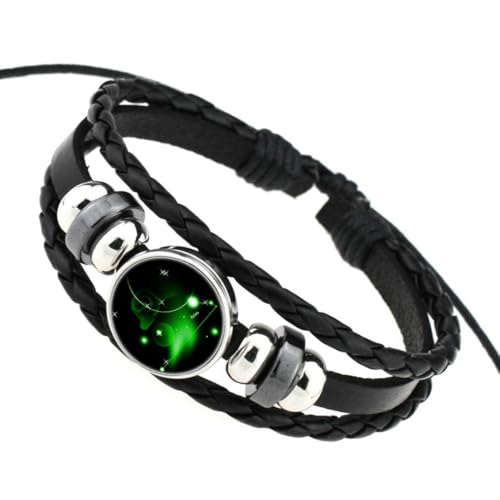 fycouyee Handgewebtes 12 Sternzeichen Lederarmband Perlen Vintage Sternzeichen Punk Armband von fycouyee