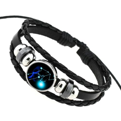 fycouyee Handgewebtes 12 Sternzeichen Lederarmband Perlen Vintage Sternzeichen Punk Armband von fycouyee