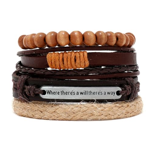 fycouyee Handgewebtes Vintage-Lederarmband 4-teiliges Armband Modeschmuck von fycouyee