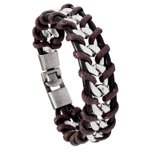 fycouyee Herren Leder geflochtenes Armband Statement Punk Kette Armband Schmuck von fycouyee