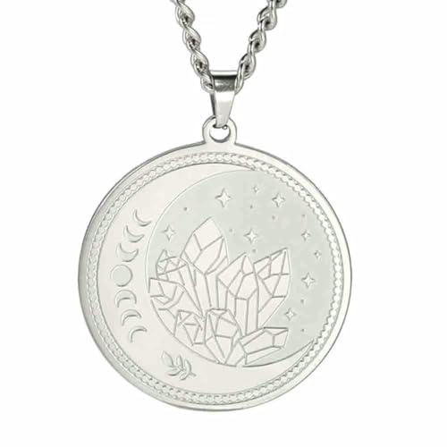 fycouyee Herren Vielseitige Hip Hop Titan Medaille Raues Steinmuster Anhänger Edelstahl Halskette von fycouyee