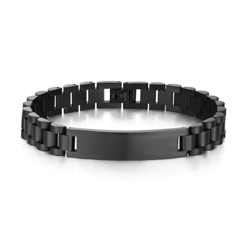 fycouyee Herrenarmband 12mm Solid Uhr mit Edelstahl Gold Paar Armband von fycouyee