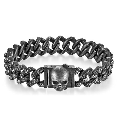 fycouyee Hip Hop Accessoires Mode Vintage Schädel Edelstahl Armband Männer Punk Armband von fycouyee