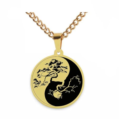fycouyee Hip Hop Accessoires für Männer und Frauen Vintage Schlüsselanhänger Baum des Lebens Edelstahl Halskette von fycouyee