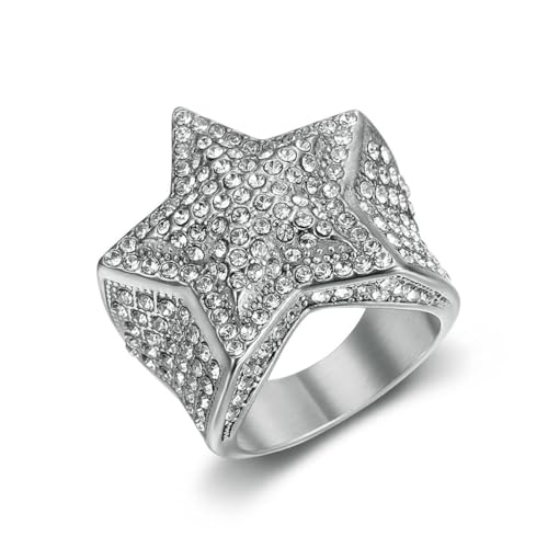 fycouyee Hip-Hop Mode Luxus Ring Persönlichkeit Titan Stahl Diamant Stern Ring fycouyee Hip-Hop Mode Luxus Ring Persönlichkeit Titan Stahl Diamant Stern Ring von fycouyee