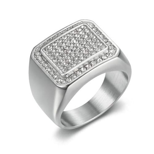 fycouyee Hip Hop Mode Persönlichkeit Ring Titan Stahl Diamant Quadrat Ring von fycouyee