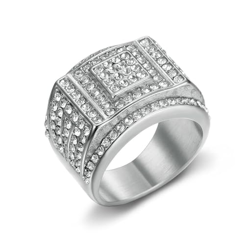 fycouyee Hip-Hop Persönlichkeit Titan Stahl Diamant Herrenring Mode Luxus Ring von fycouyee