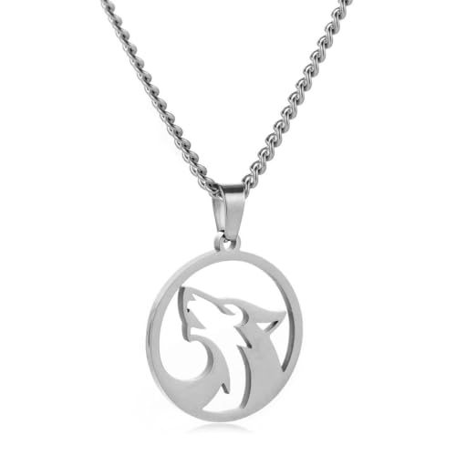 fycouyee Hip Hop Personality Vintage Edelstahl Runde hohle Wolf Kopf Anhänger Halskette für Männer und Frauen fycouyee Hip Hop Personality Vintage Edelstahl Runde hohle Wolf Kopf Anhänger Halskette für Männer und Frauen von fycouyee