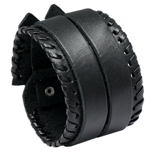 fycouyee Hip Hop Punk mehrschichtiges Vintage gewebtes Rindsleder Armband Herren Handaccessoires von fycouyee