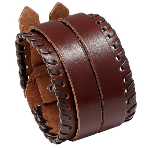 fycouyee Hip Hop Punk mehrschichtiges Vintage gewebtes Rindsleder Armband Herren Handaccessoires von fycouyee