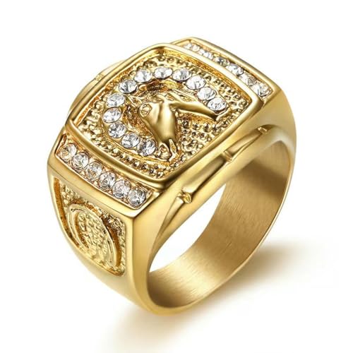 fycouyee Hip Hop Schmuck Titan Stahl Diamant Pferdekopf Herrenring fycouyee Hip Hop Schmuck Titan Stahl Diamant Pferdekopf Herrenring von fycouyee