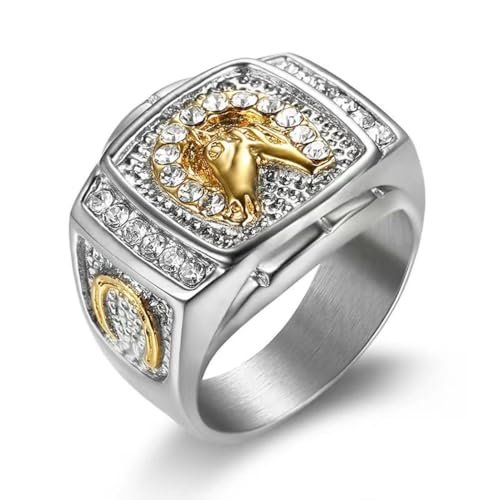 fycouyee Hip Hop Schmuck Titan Stahl Diamant Pferdekopf Herrenring fycouyee Hip Hop Schmuck Titan Stahl Diamant Pferdekopf Herrenring von fycouyee
