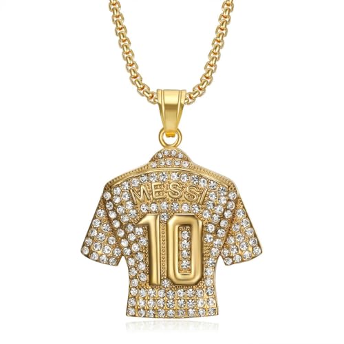 fycouyee Hip Hop Schmuck Zirkon Fußball Trikot Nr. 10 Anhänger Halskette von fycouyee