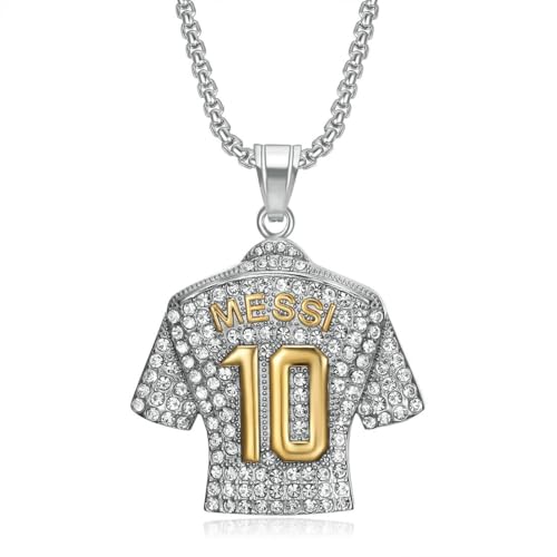 fycouyee Hip Hop Schmuck Zirkon Fußball Trikot Nr. 10 Anhänger Halskette von fycouyee