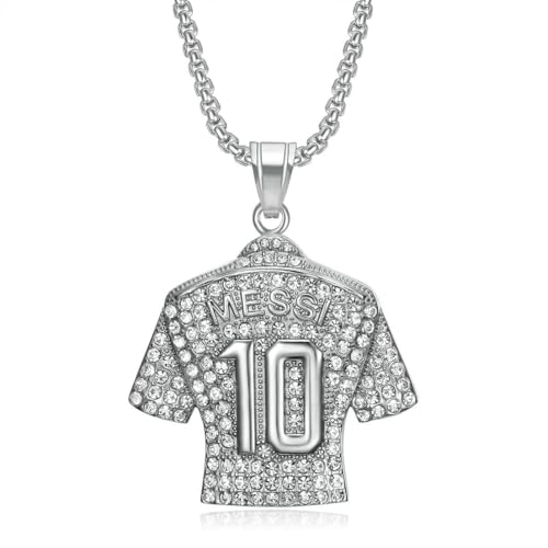 fycouyee Hip Hop Schmuck Zirkon Fußball Trikot Nr. 10 Anhänger Halskette von fycouyee