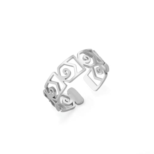fycouyee Hip Hop Schmuck für Männer und Frauen Wellengeometrie Spiralöffnung Edelstahlring fycouyee Hip Hop Schmuck für Männer und Frauen Wellengeometrie Spiralöffnung Edelstahlring von fycouyee