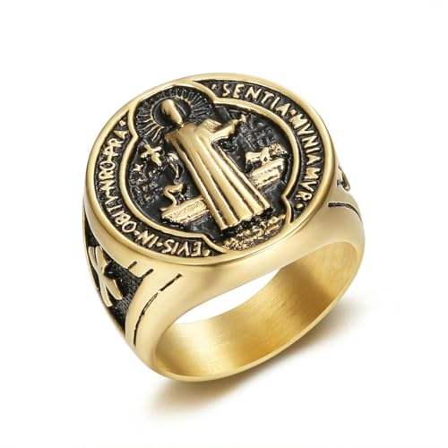 fycouyee Hip Hop Titan Stahl Schmuck St. Benedikt Exorzismus Heiliger Männerring fycouyee Hip Hop Titan Stahl Schmuck St. Benedikt Exorzismus Heiliger Männerring von fycouyee