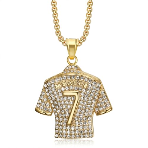 fycouyee Hip Hop Zirkon Set Fußball Nr. 9 Trikot Anhänger Halskette von fycouyee