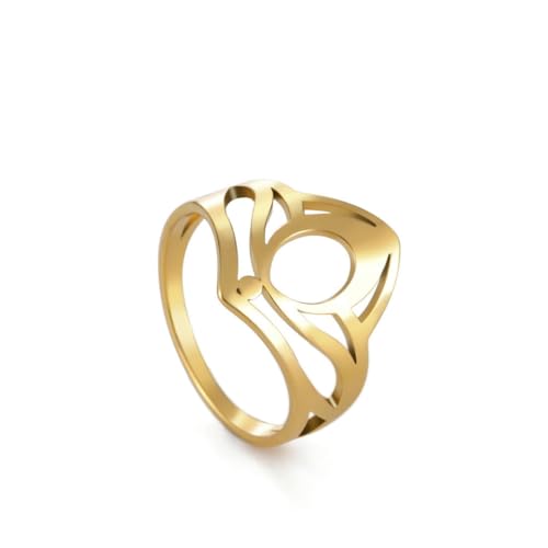 Hohle Hutringe Creative Personality Edelstahlringe für Männer und Frauen von fycouyee