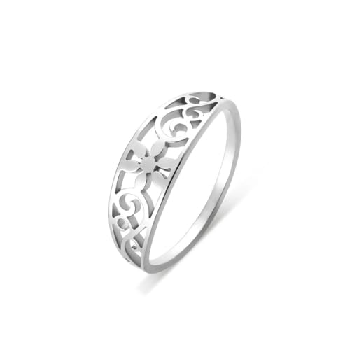 fycouyee Hohle filigrane Blumen Edelstahl Ringe böhmische Ringe Damen Schmuck Mode Frau von fycouyee