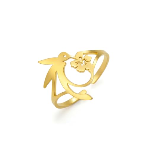 fycouyee Hummingbird Offener Ring aus 18 Karat Edelstahl von fycouyee