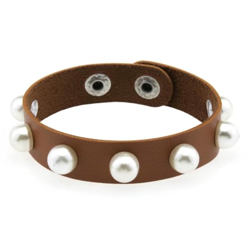 fycouyee Imitation Perle Armband Mode Leder Paar Gothic von fycouyee