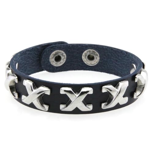 fycouyee Klassische Persönlichkeit Legierung X Nagel Armband Edelstahl Druckknopf Punk PU Hand Ornament fycouyee Klassische Persönlichkeit Legierung X Nagel Armband Edelstahl Druckknopf Punk PU Hand Ornament von fycouyee