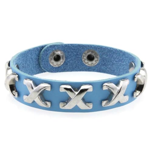 fycouyee Klassische Persönlichkeit Legierung X Nagel Armband Edelstahl Druckknopf Punk PU Hand Ornament fycouyee Klassische Persönlichkeit Legierung X Nagel Armband Edelstahl Druckknopf Punk PU Hand Ornament von fycouyee