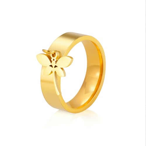 fycouyee Klassische süße einfache Mode Libelle Anhänger Edelstahl Ring fycouyee Klassische süße einfache Mode Libelle Anhänger Edelstahl Ring von fycouyee