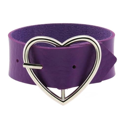 fycouyee Klassisches Herzarmband Punk Gothic kreative PU Leder Anstecknadel von fycouyee