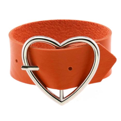 fycouyee Klassisches Herzarmband Punk Gothic kreative PU Leder Anstecknadel von fycouyee