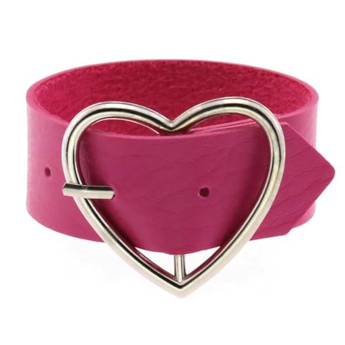 fycouyee Klassisches Herzarmband Punk Gothic kreative PU Leder Anstecknadel von fycouyee
