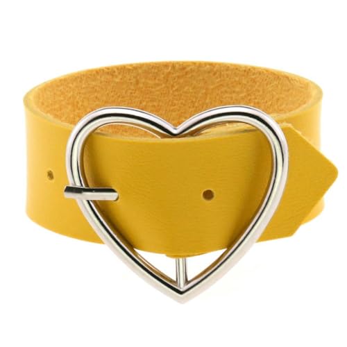 fycouyee Klassisches Herzarmband Punk Gothic kreative PU Leder Anstecknadel von fycouyee