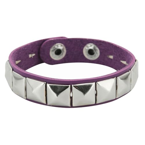 fycouyee Klassisches quadratisches Ohrsteckerarmband Persönlichkeit Punk PU-Leder von fycouyee