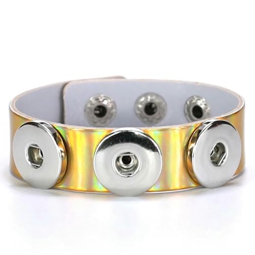 fycouyee Knopfarmband mit laserreflektierendem Druckknopf aus Leder von fycouyee