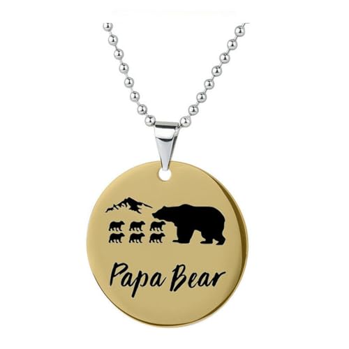 fycouyee Kreative Papa Bär Halskette Edelstahl runder Anhänger von fycouyee