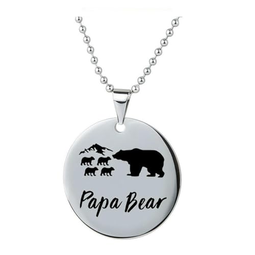 fycouyee Kreative Papa Bär Halskette Edelstahl runder Anhänger von fycouyee