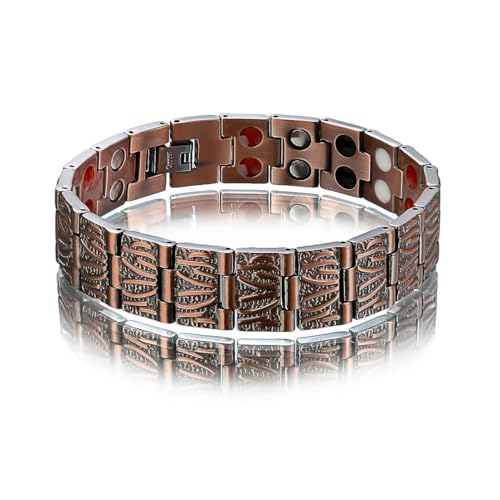 fycouyee Kupfer Hand Ornament Herren Vintage Rot Kupfer Armband Doppelschicht Magnet Armband von fycouyee