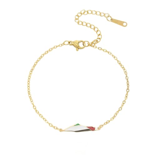 fycouyee Landkarte Form Edelstahl Armband Emaille Schmuck Frau und Männer von fycouyee