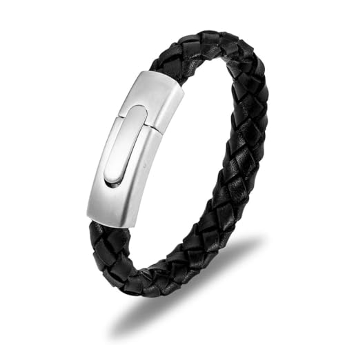 fycouyee Leder Schmuck Edelstahl Druckknöpfe Vintage Leder Herren Bacelet von fycouyee